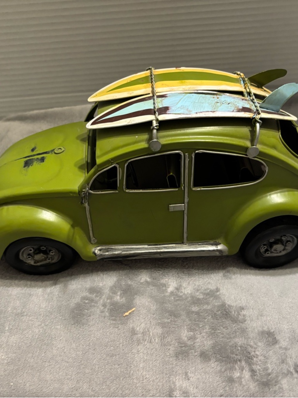 Green Vintage-Style Toy Car with Surfboards - Kids Toys